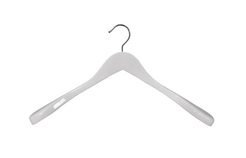 Плечики для одежды type 2W (БЕЛЫЕ, глянец) с широкими плечиками без перекладины